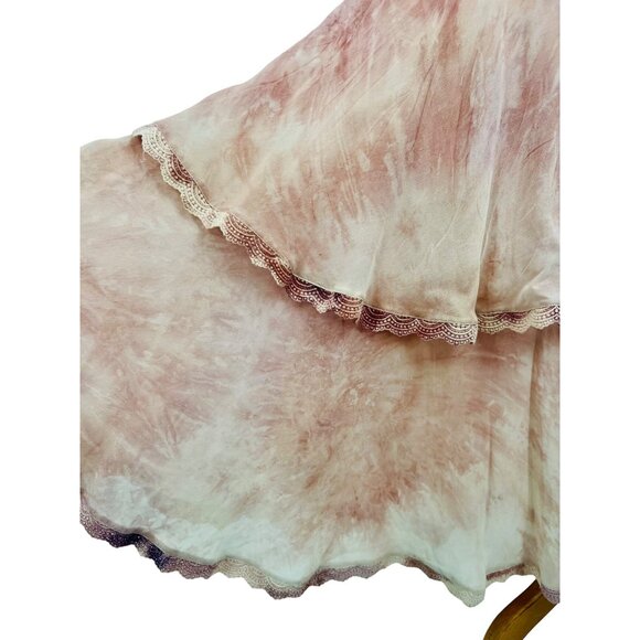 RARE Free People X New Romantics Blush Tie Dye Tiered Ruffle Hem Boho Maxi Dress - Picture 15 of 16